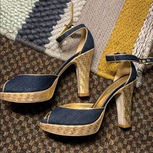 BCB GIRLS Denim and gold heels